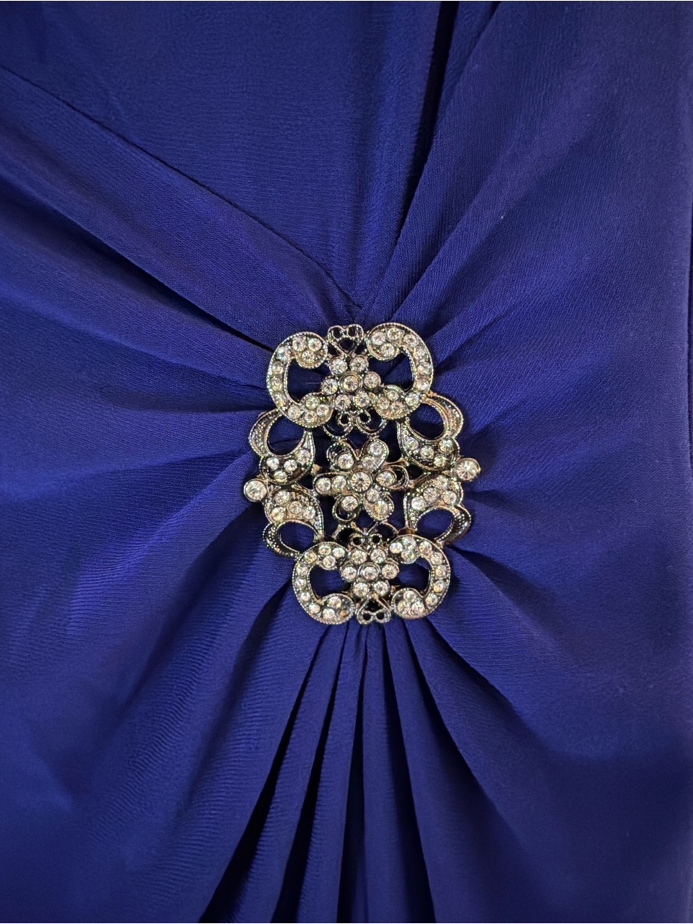 Lauren Ralph Lauren Royal Blue Draped Embellished Evening Gown Size 4 - Picture 9 of 10
